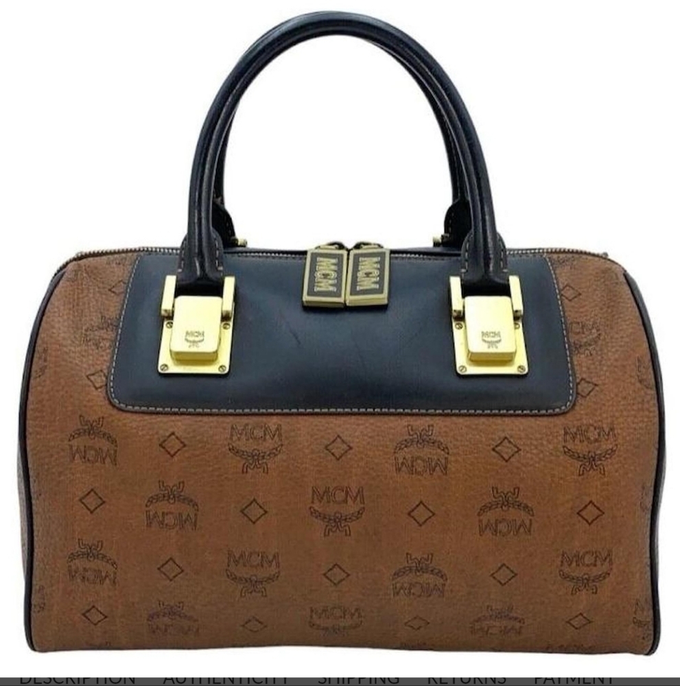 MCM Visetos Boston Bag 30 Dark Brown - Picture 1 of 9